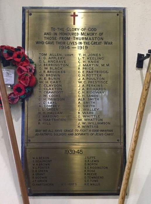 War Memorial inside St Michael &amp; All Angels, Thurmaston