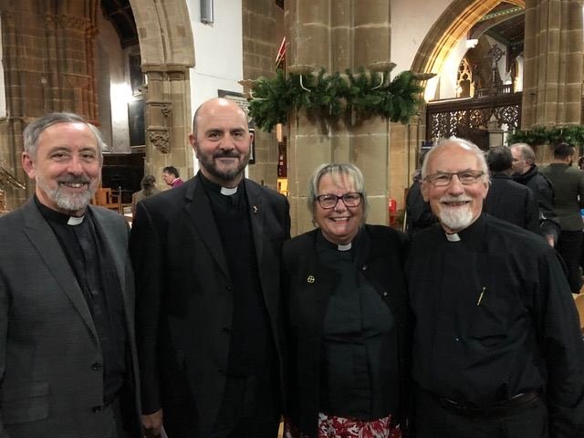 Rev Stephen Bowring; Rev Martin Court “Fr Martin”; Rev Lynn Padmore; Rev T Robin Martin “Fr Robin” – on the occasion of Fr Robin’s 50th Anniversary of being Ordained Priest – September 2018