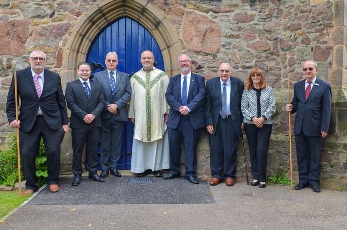Royal British Legion representatives with the Vicar and Churchwardens: Jack Palmer; Carl Pickering; Darren Gartside; John Hubbard; Sandra Tennant.
